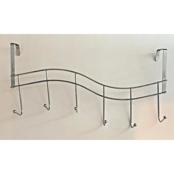 Over The Door 6-Hook Metal Towel and Coat Hanger, Set of 4, 18"L x 8.5"H - Picture 4 of 8